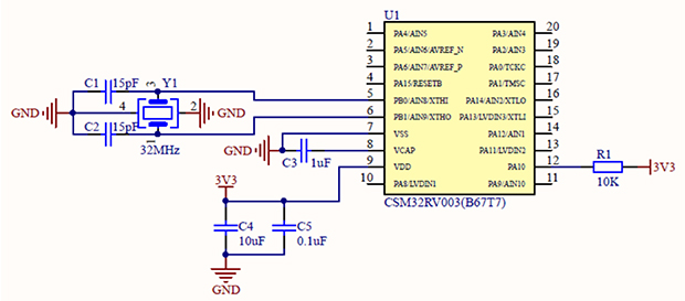 SM32RV003_TSSOP20_典型应用原理图